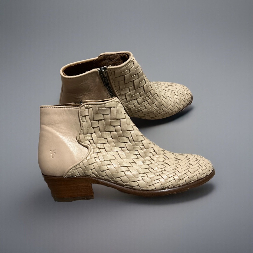 Frye‎ Womens Carson Woven Boot Woven Size 6.5 Cream